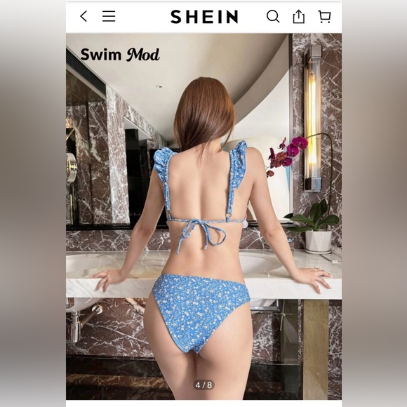 SHEIN bikini, pink with small flowers 🌸 bathing suit👙 size medium - Picture 2 of 5